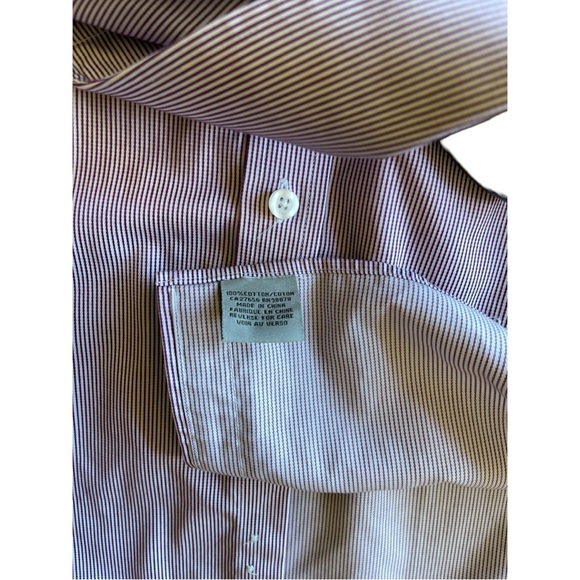 ECCOLO mens 18l button down dress shirt in purple small checkered pattern - Picture 5 of 5